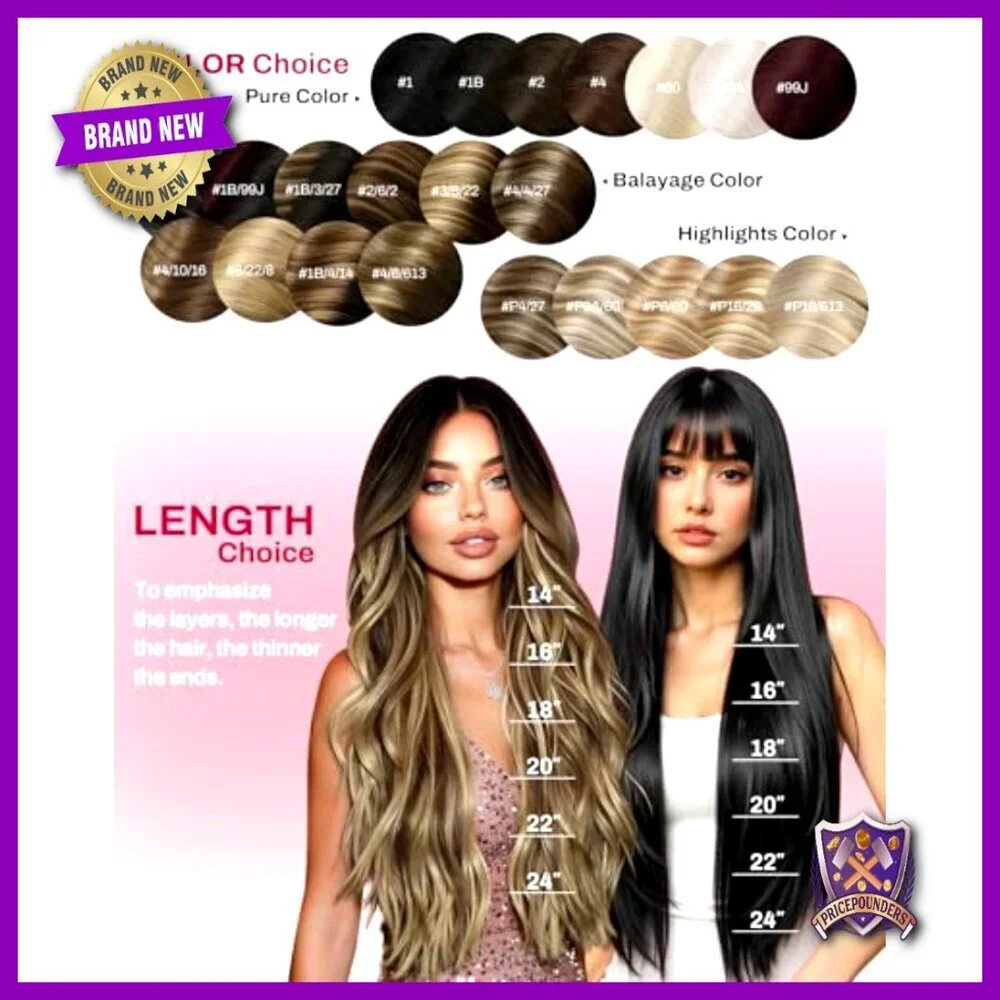 Real Human Hair Clip-In Extensions 18 Inch 7 Piece Set 120g Volume